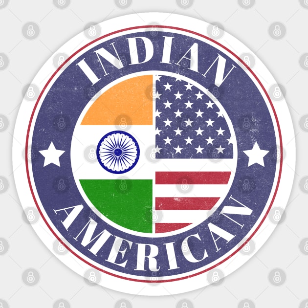 Proud Indian-American Badge - India Flag Sticker by Yesteeyear